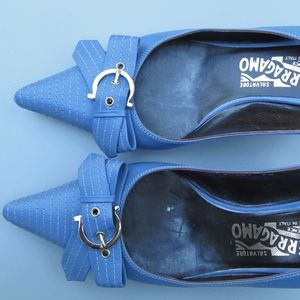 Salvatore Ferragamo Blue Pointy Shoes